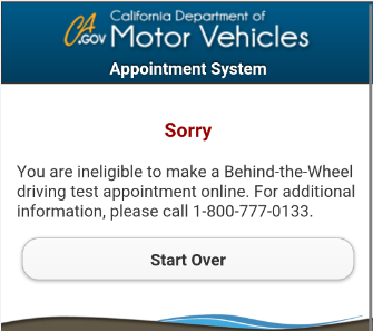 dmv california driving test appointment
